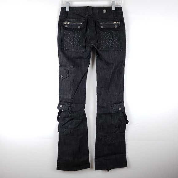 Antik Black Denim Zipper Pocket Jeans Size 25 - Picture 2 of 8
